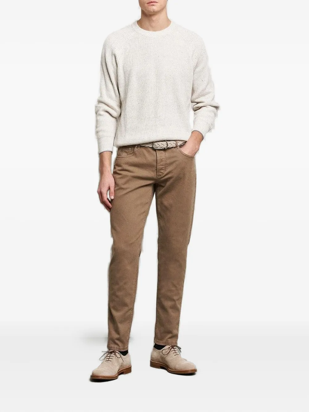 Brunello Cucinelli Straight broek van katoenblend met zakdetail - Bruin