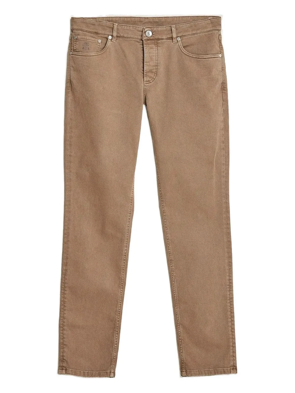 Brunello Cucinelli Straight broek van katoenblend met zakdetail Bruin