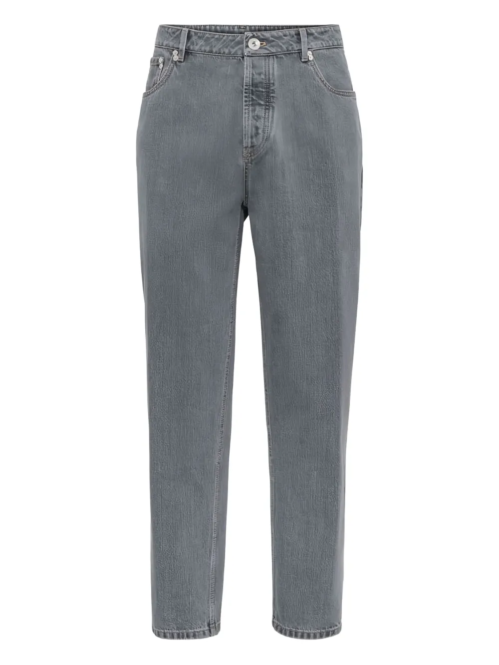 Brunello Cucinelli Katoenen straight jeans met logodetail Grijs
