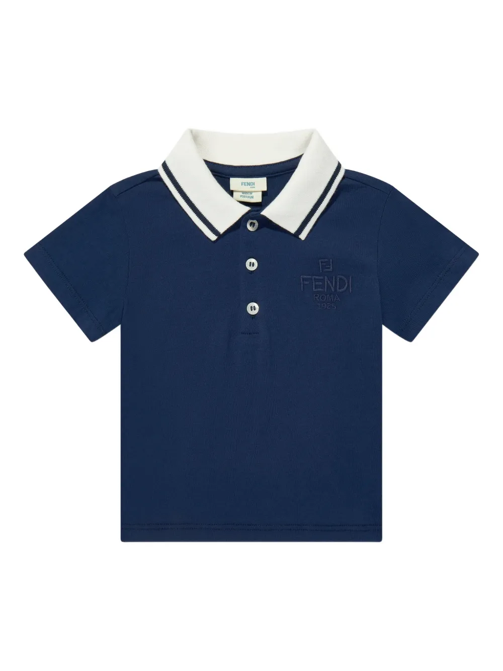 Fendi Kids Polo con logo ricamato - Blu
