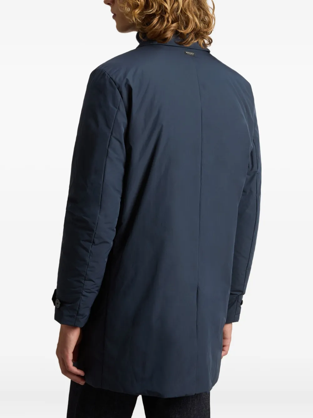 Woolrich Button-fastening Peached Coat In Blue