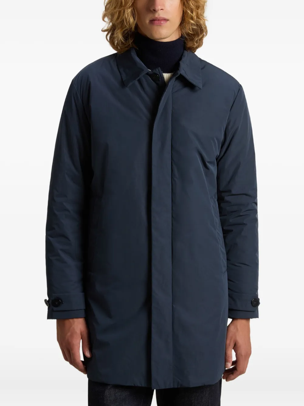 Woolrich Button-fastening Peached Coat In Blue
