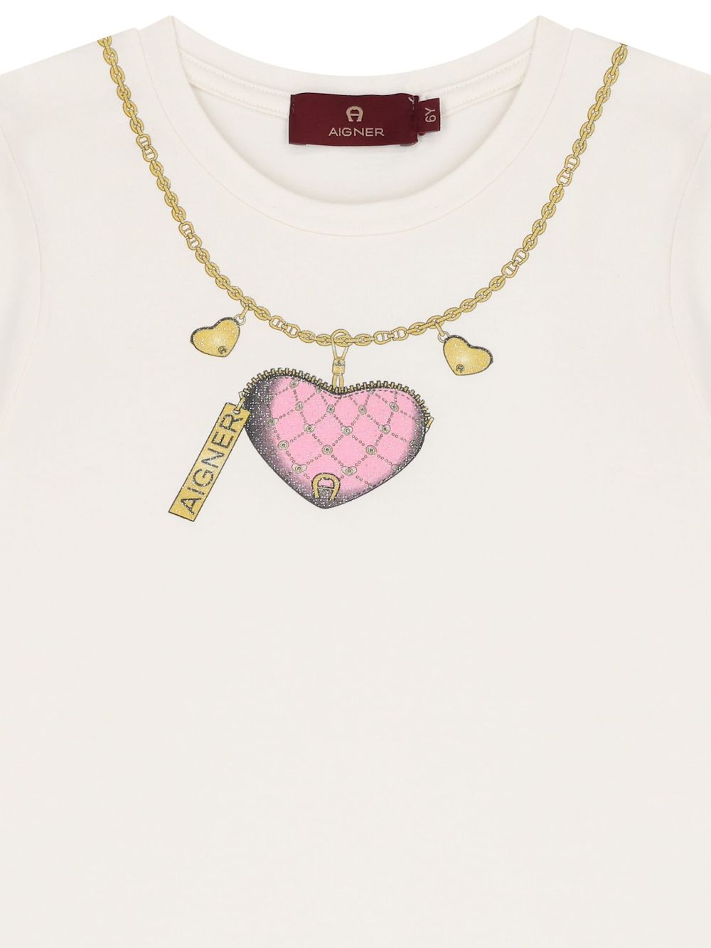 Aigner Kids heart-print ruffled dress Beige