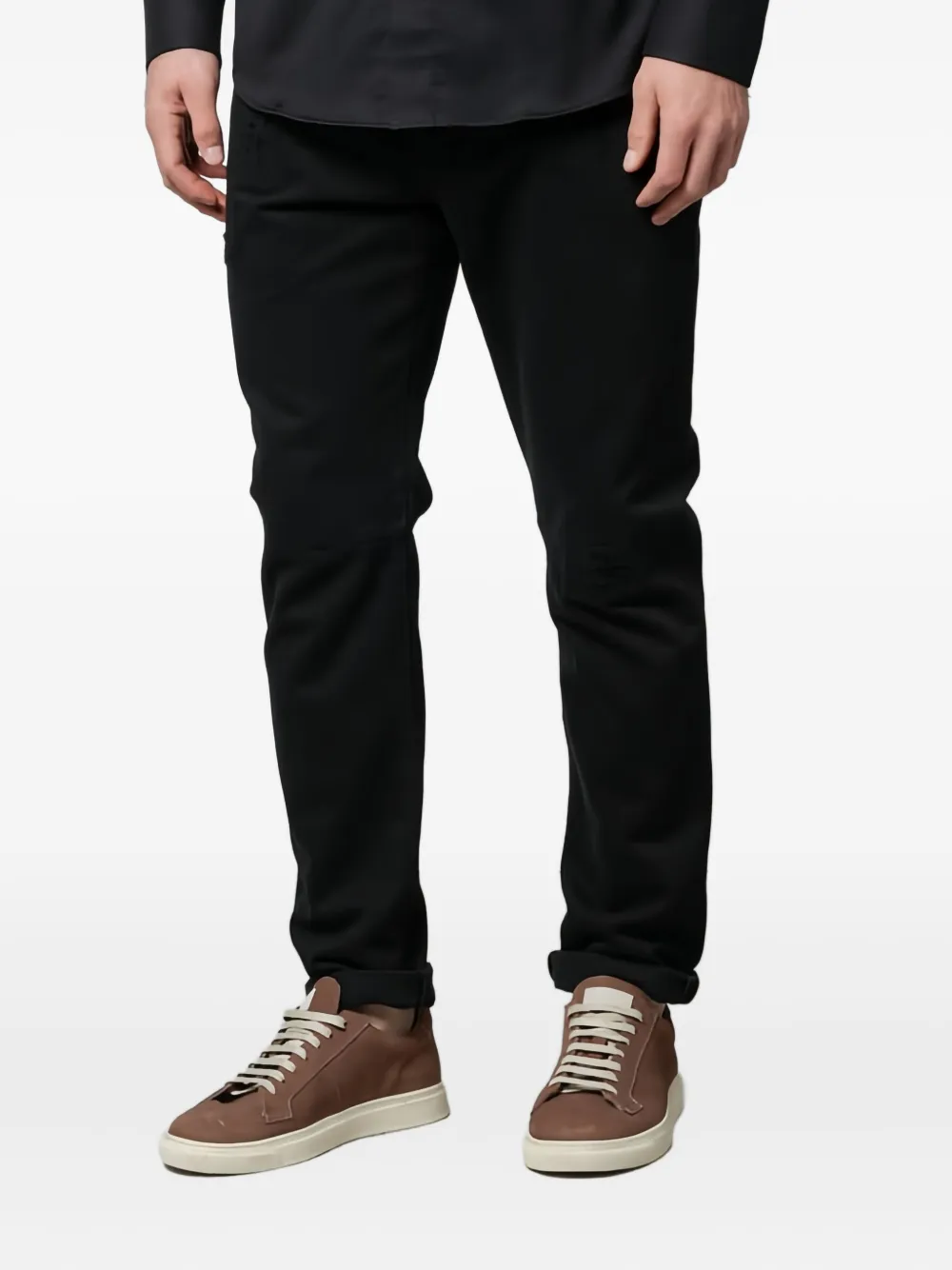 Brunello Cucinelli Gerafelde katoenen skinny broek Zwart