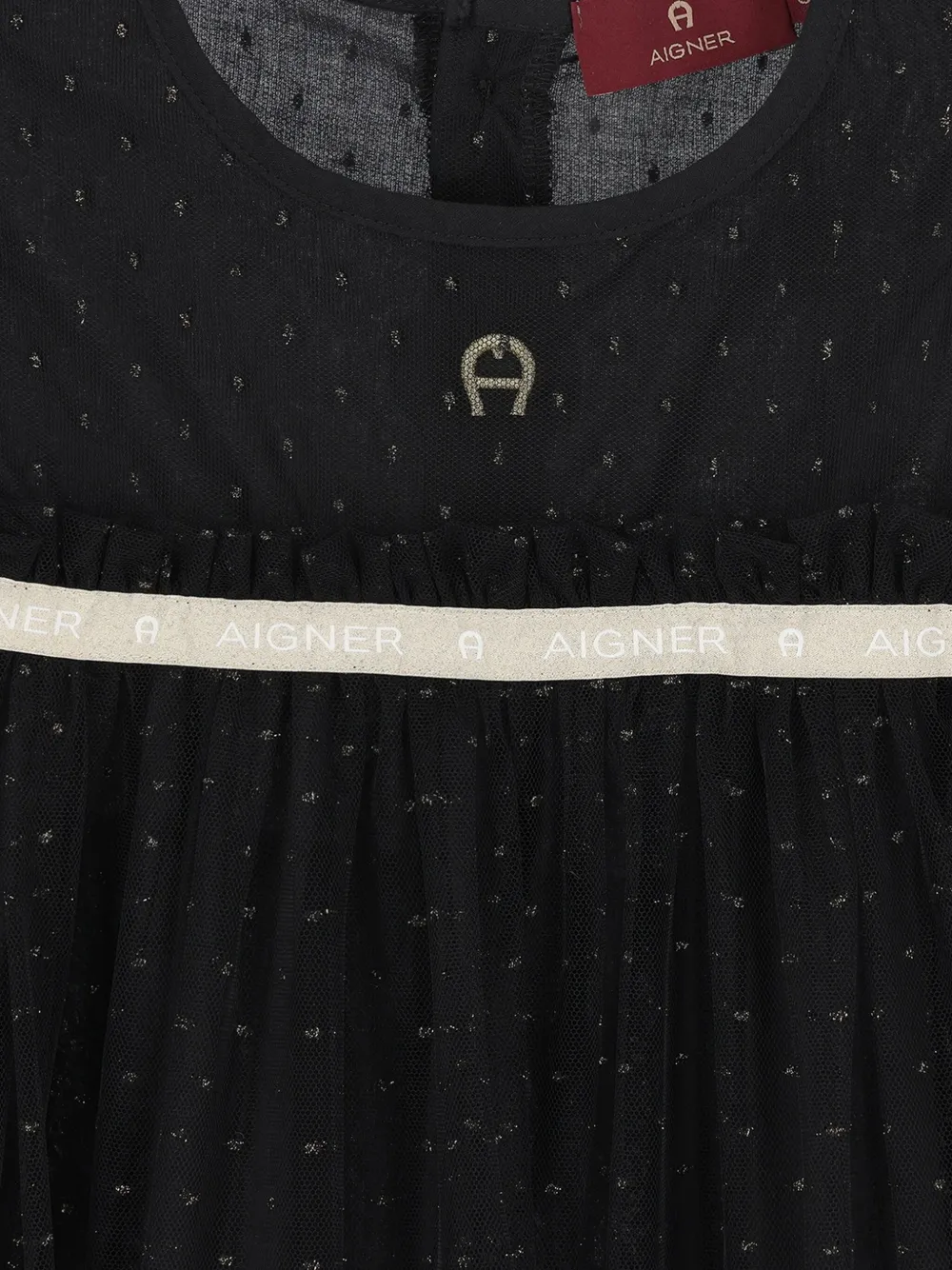 Aigner Kids tulle ruffled dress Zwart