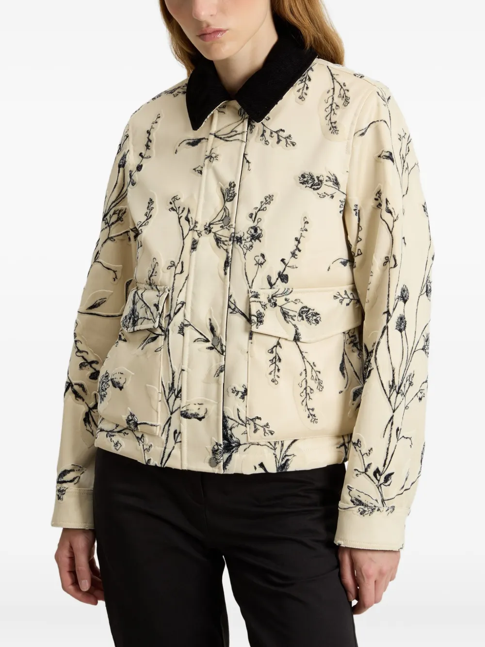 Woolrich Floral-print Velvet Jacket In Neutral