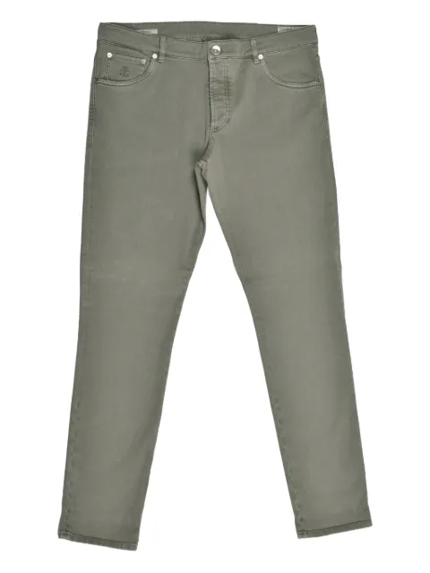 Brunello Cucinelli embroidered-logo leather-patch jeans