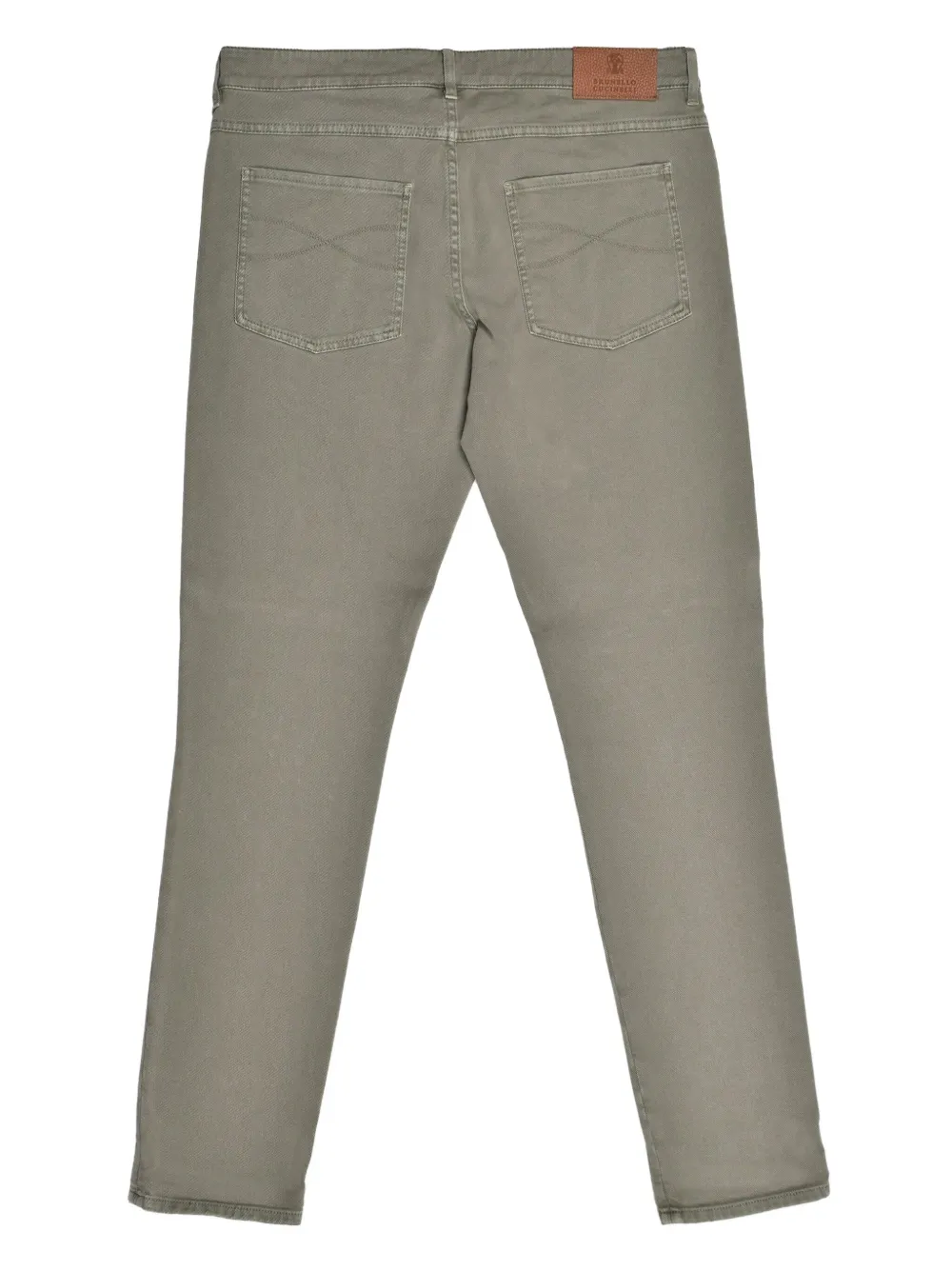 Brunello Cucinelli Jeans met geborduurd logo en leren patch - Groen
