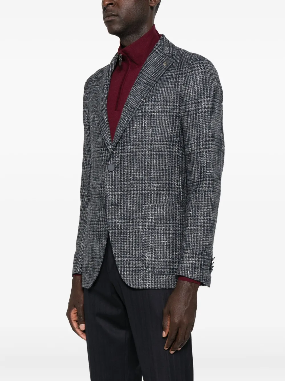 Tagliatore Checked Wool Blazer In Blue