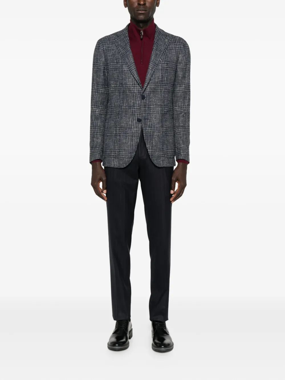 Tagliatore Checked Wool Blazer In Blue