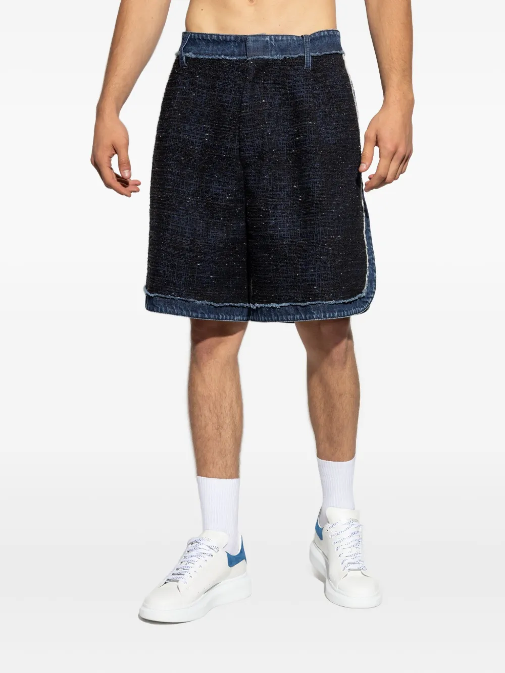 DSQUARED2 Tweed shorts met denim afwerking Blauw