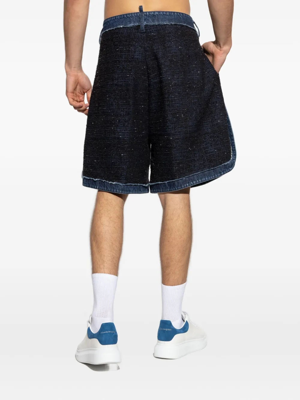 DSQUARED2 Tweed shorts met denim afwerking Blauw