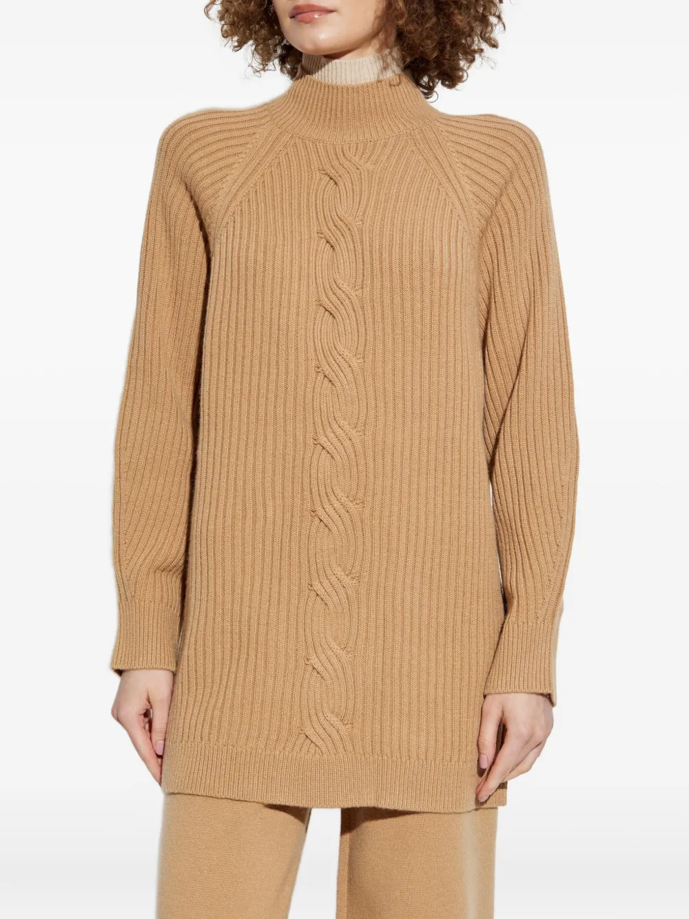 Max Mara Cable-knit High-neck Jumper In Neutral