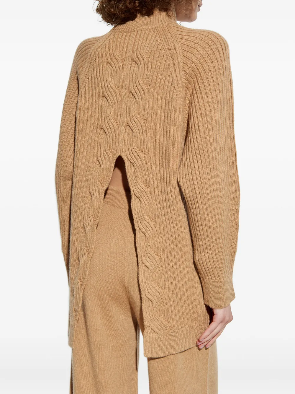 Max Mara Cable-knit High-neck Jumper In Neutral