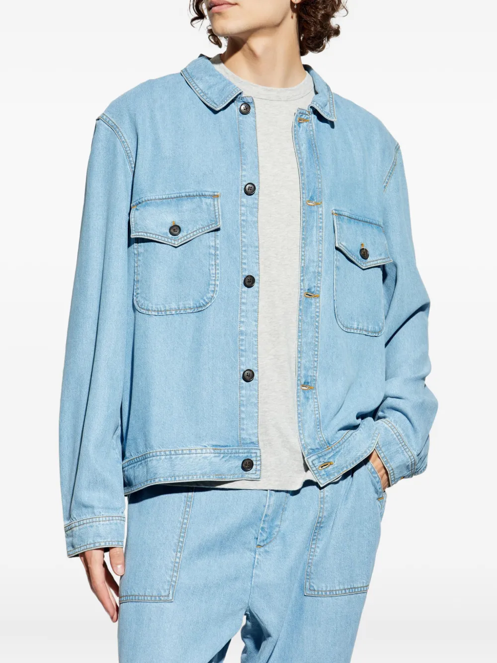 Officine Generale Denim jack Blauw