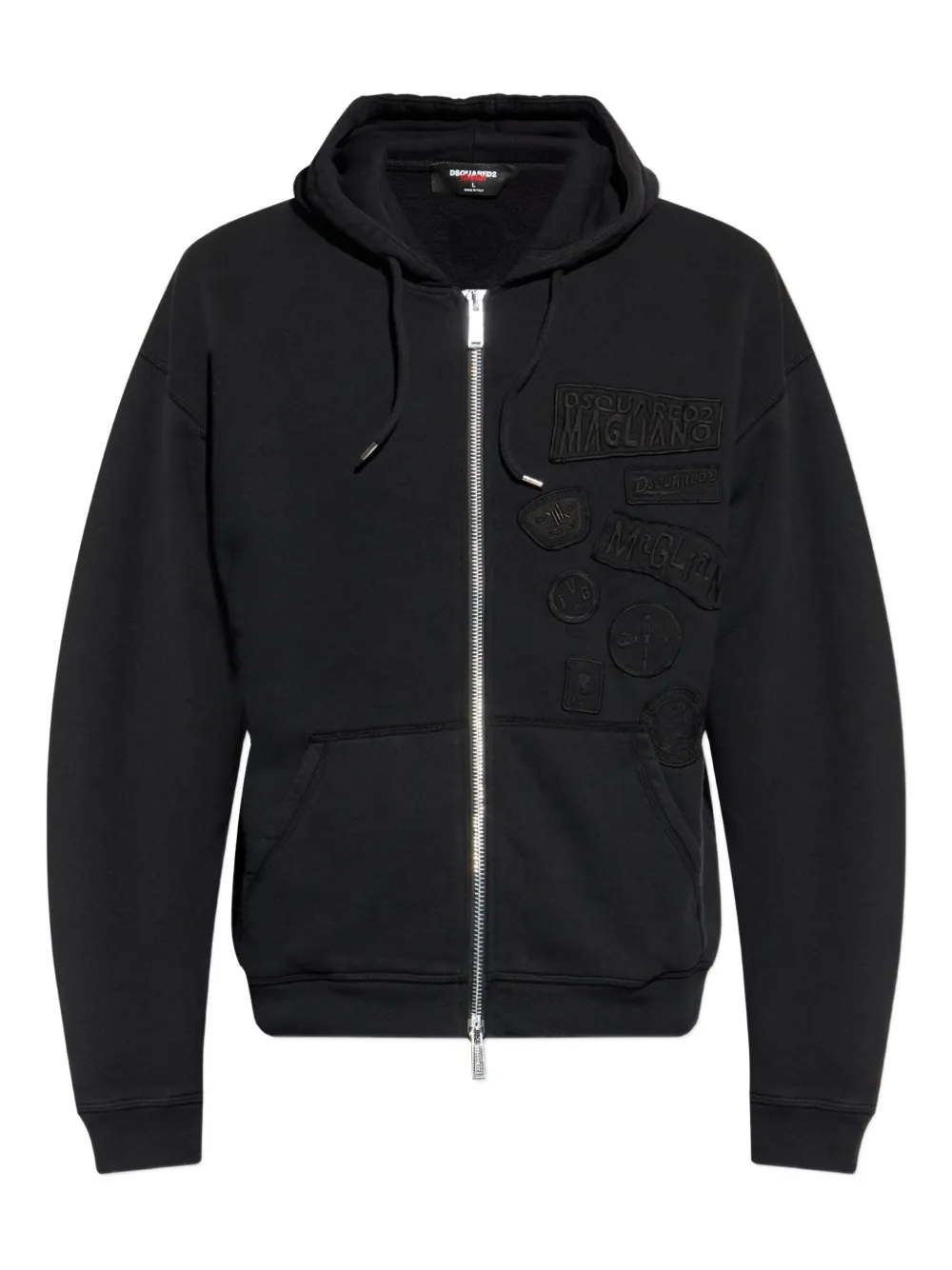 DSQUARED2 appliqué zip hoodie | Black | Image 1