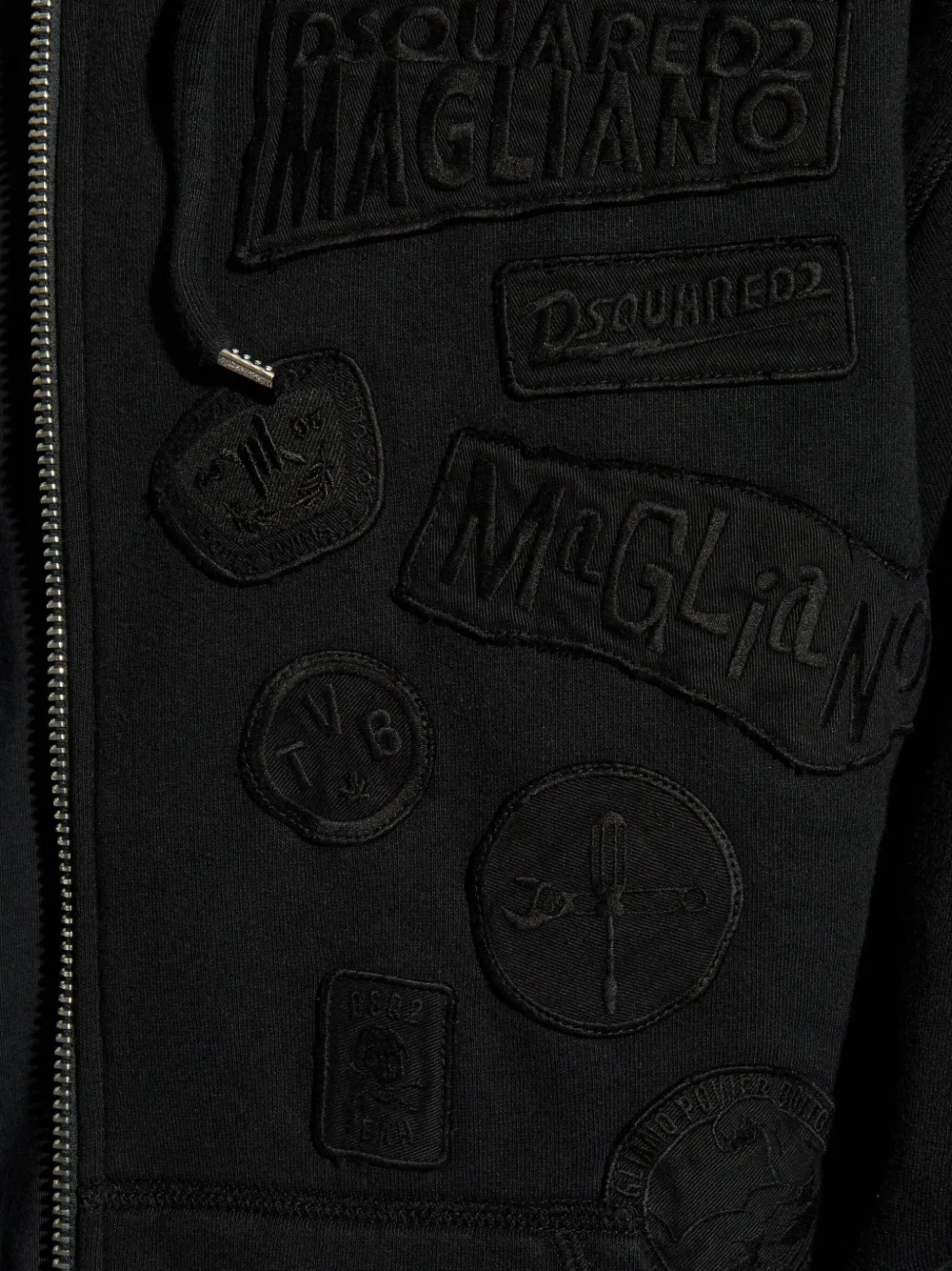 Dsquared2 Appliqué Zip Hoodie In Black