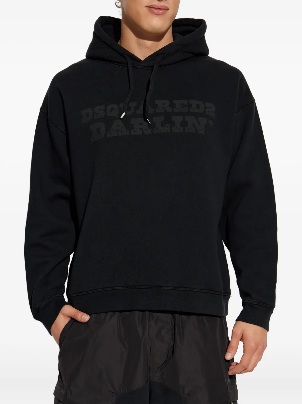 Dsquared2 Long-sleeved Hooded Sweatshirt In Black