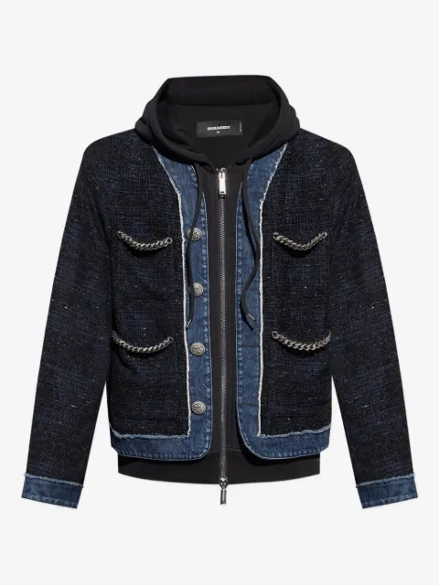 DSQUARED2 chain-trimmed tweed jacket