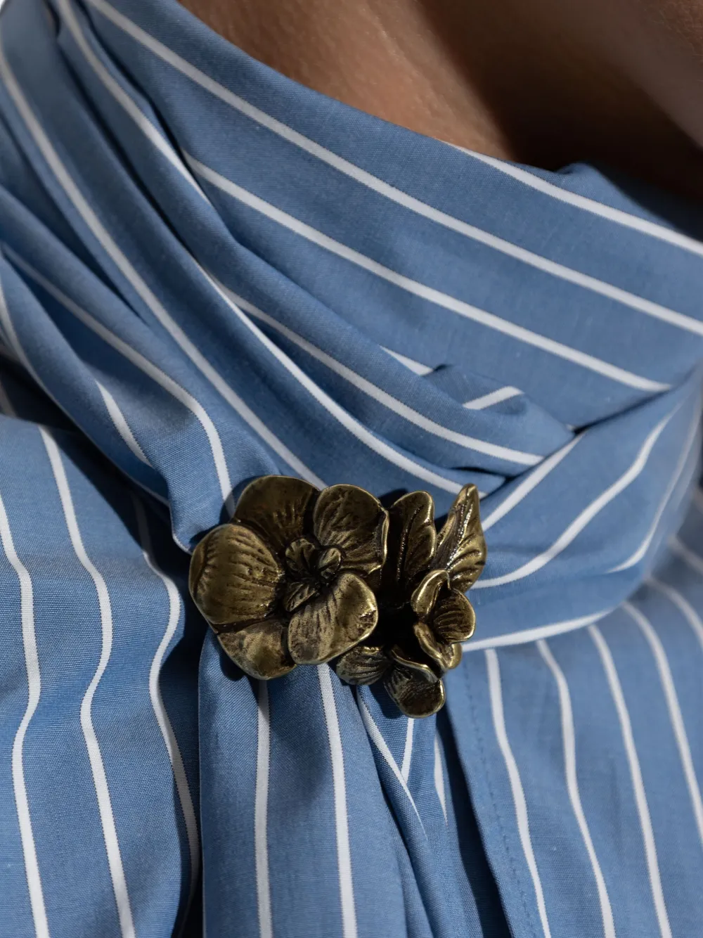 Disco Striped Flower-Embellished Blouse