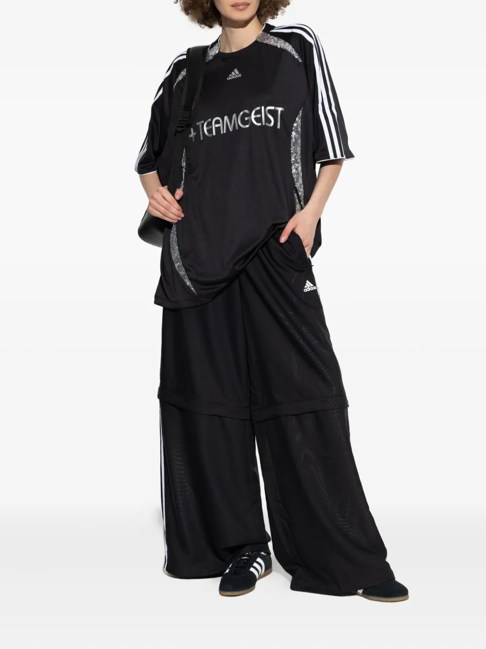 adidas Teamgeist sequin-embellished jersey Zwart