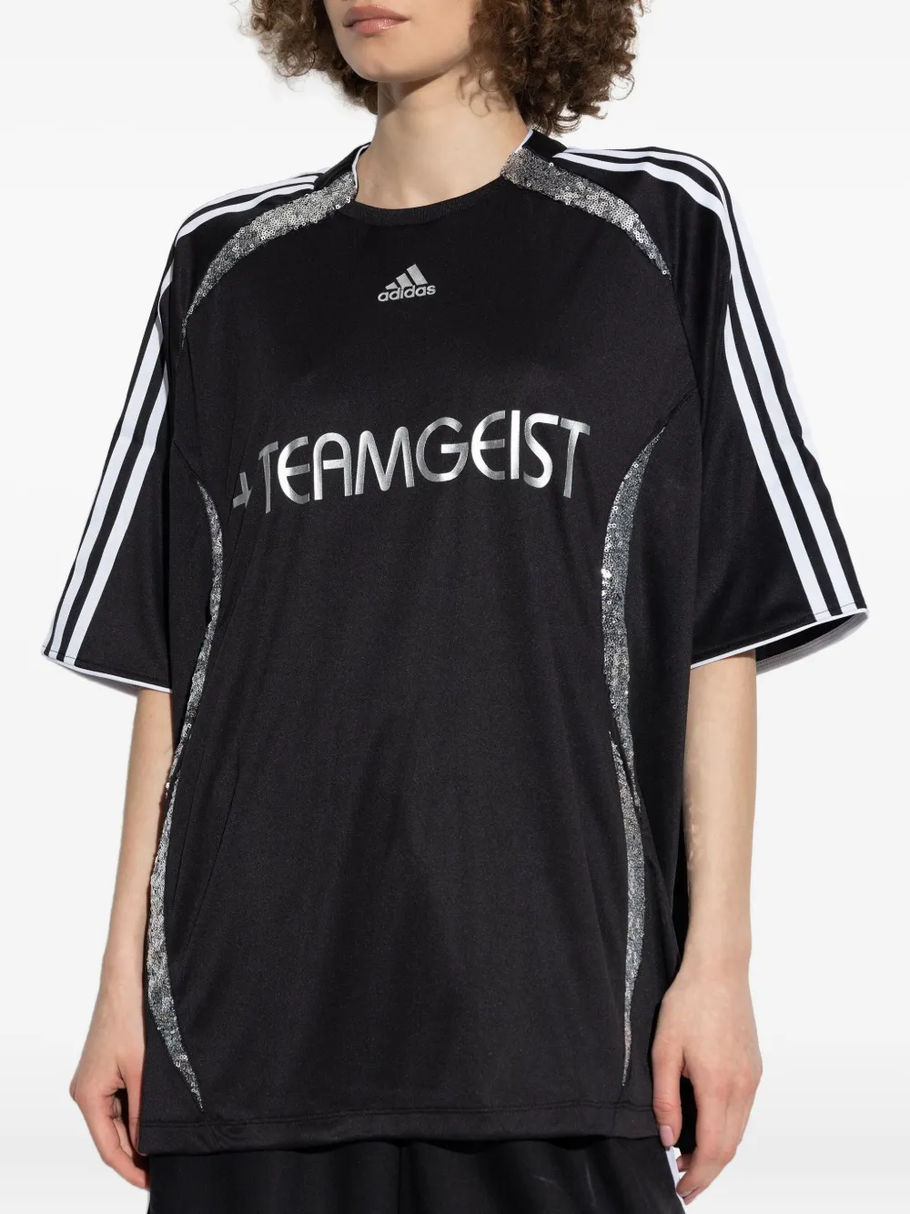 adidas Teamgeist sequin-embellished jersey Zwart