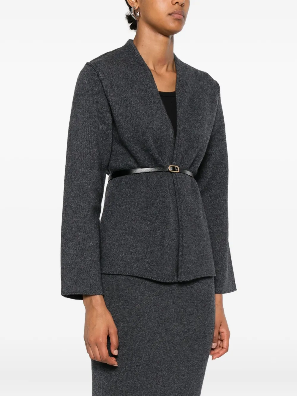 Philo-sofie Belted Wool Cardigan In Gray