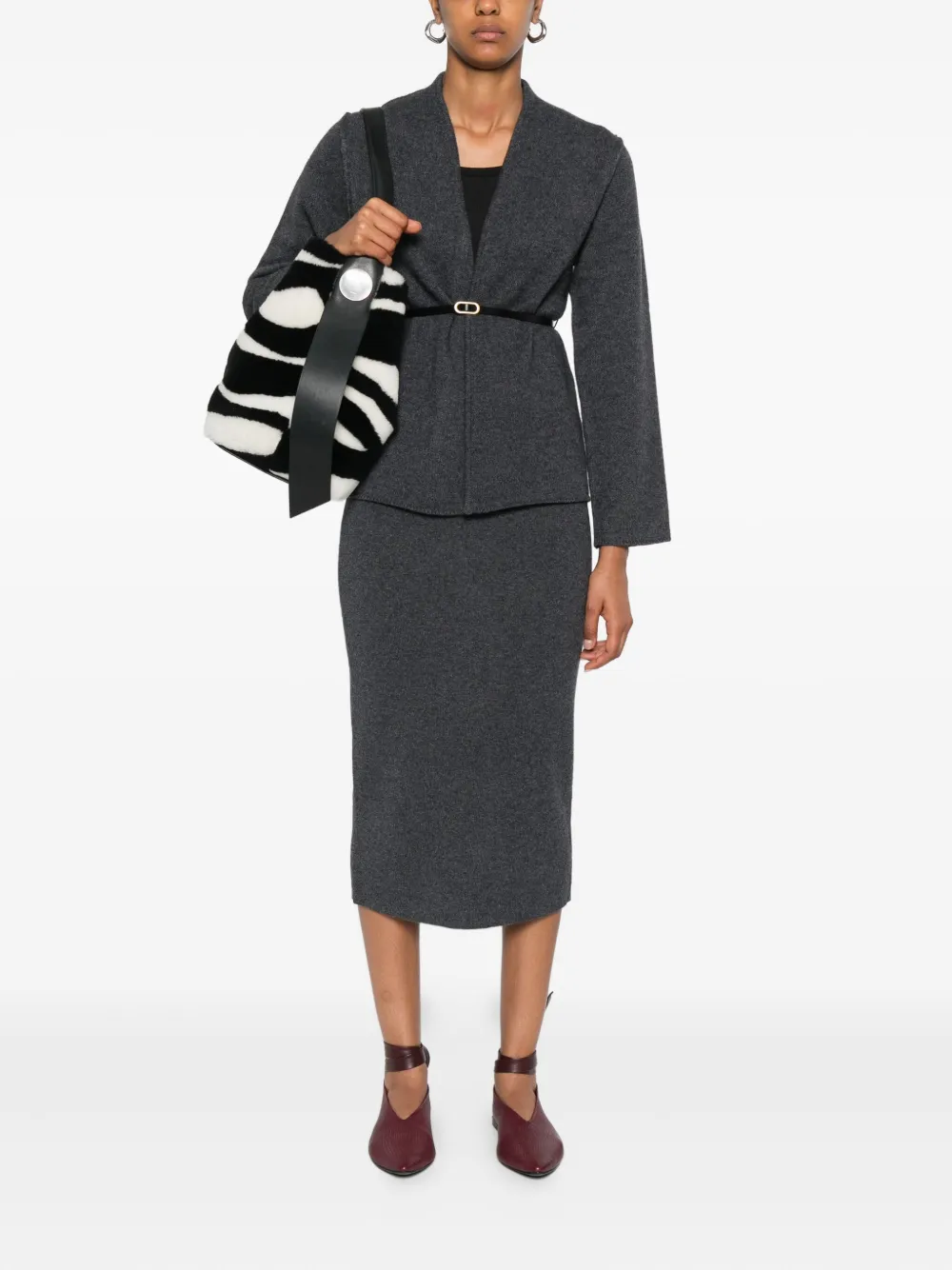 Philo-sofie Belted Wool Cardigan In Gray