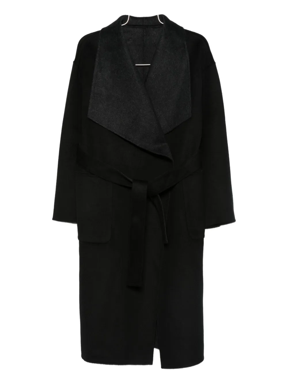 The Dynamis Studio Belted Wrap Single-breasted Coat In Black