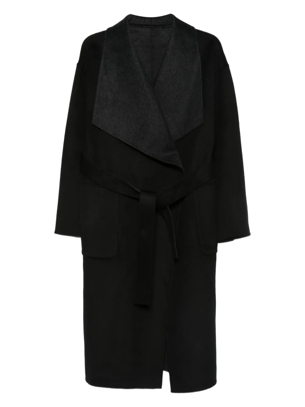 THE DYNAMIS STUDIO belted wrap single-breasted coat | Black | Image 1