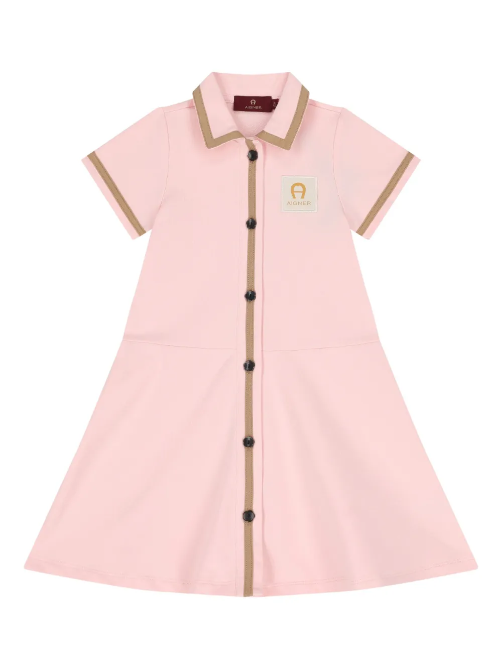 Aigner Kids polo-collar buttoned dress Roze