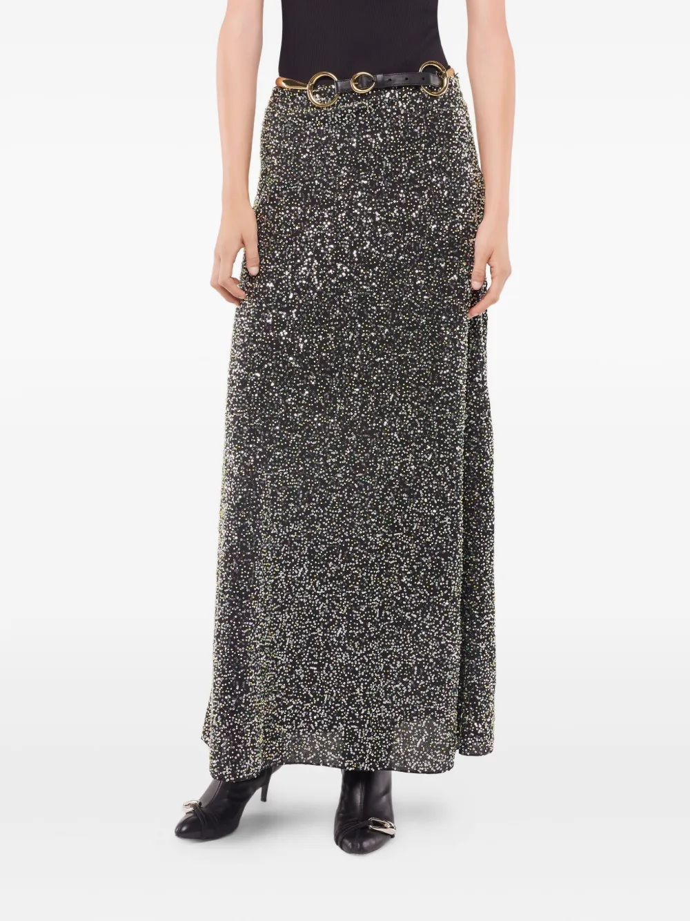 Rabanne Sequin-embellished Maxi Skirt In Black