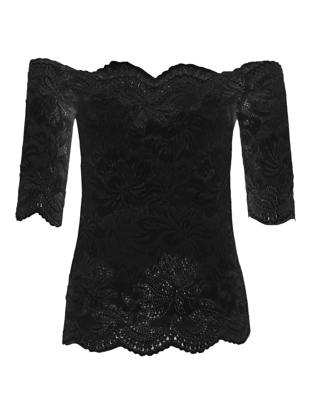 Rabanne top de encaje con hombros descubiertos | negro | Image 1