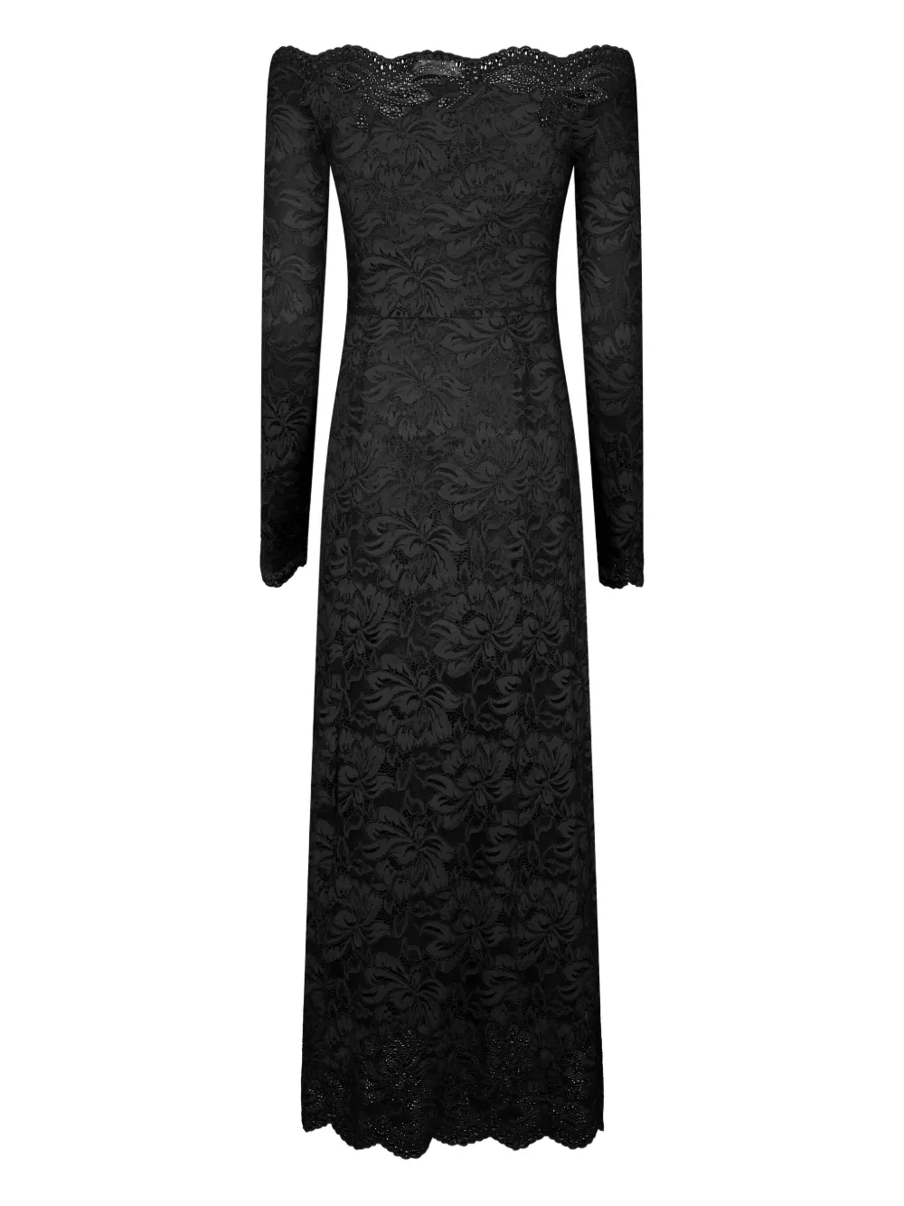Rabanne lace floral midi dress - Zwart