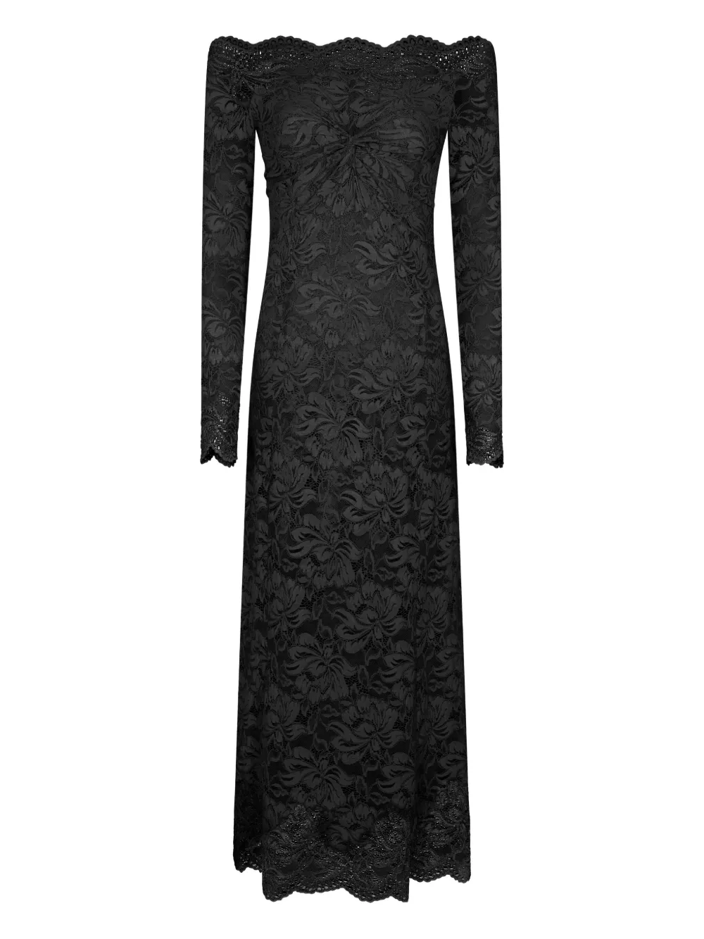 Rabanne Lace Floral Midi Dress In Black