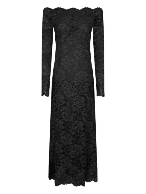 slim fit dress slacks Loveland Off-Shoulder Lace Maxi Dress Black– Selfie Leslie main image 0