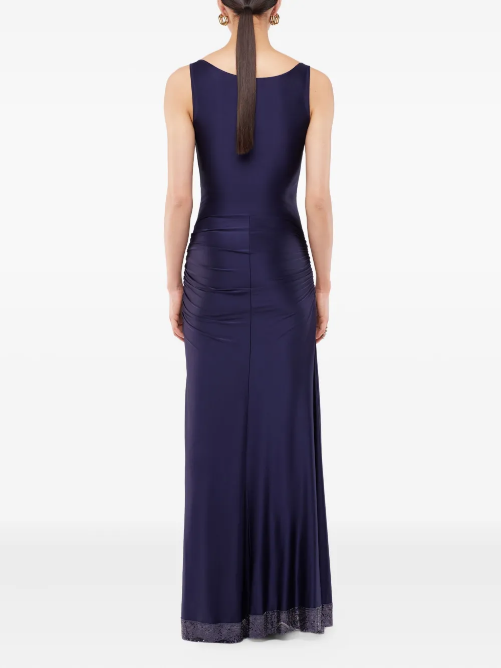 Rabanne Chainmail-embellished Stretch-satin Gown In Blue