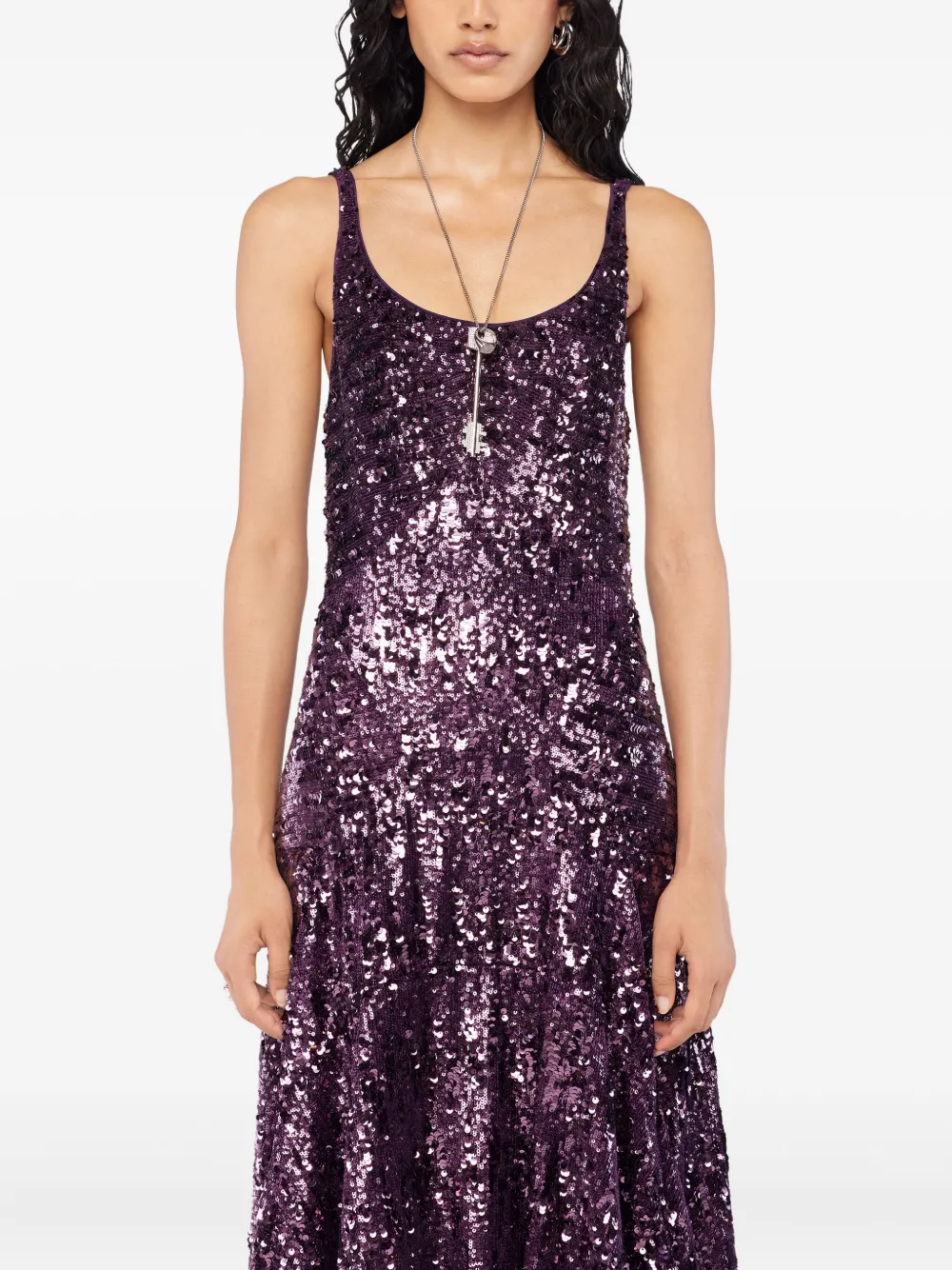 Rabanne Sequin-embellished Maxi Dress In Purple