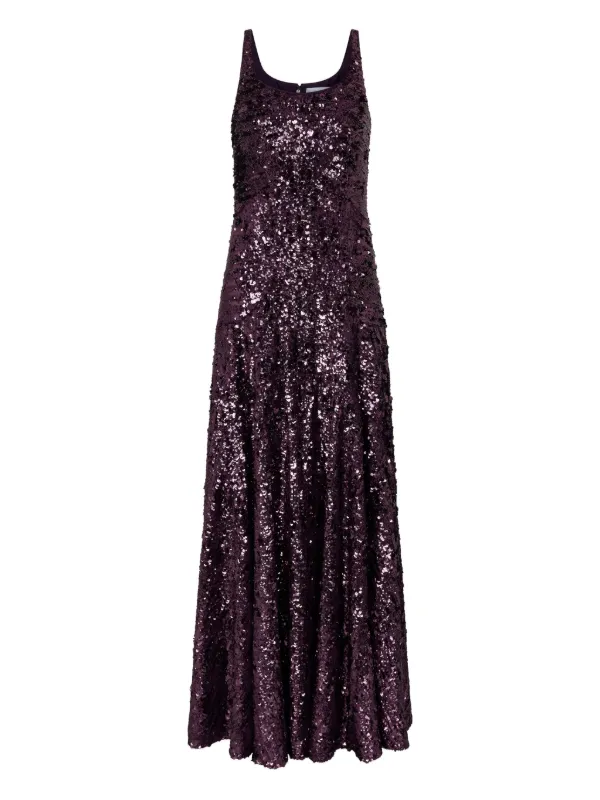 knee length dresses for ladies LOLO FEATHER DETAIL SEQUIN MAXI DRESS IN PURPLE – AKIRA main image 0
