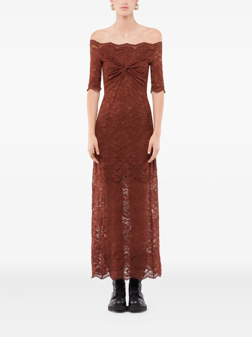 Rabanne off-shoulder lace midi dress | Evening Dresses | Image 2