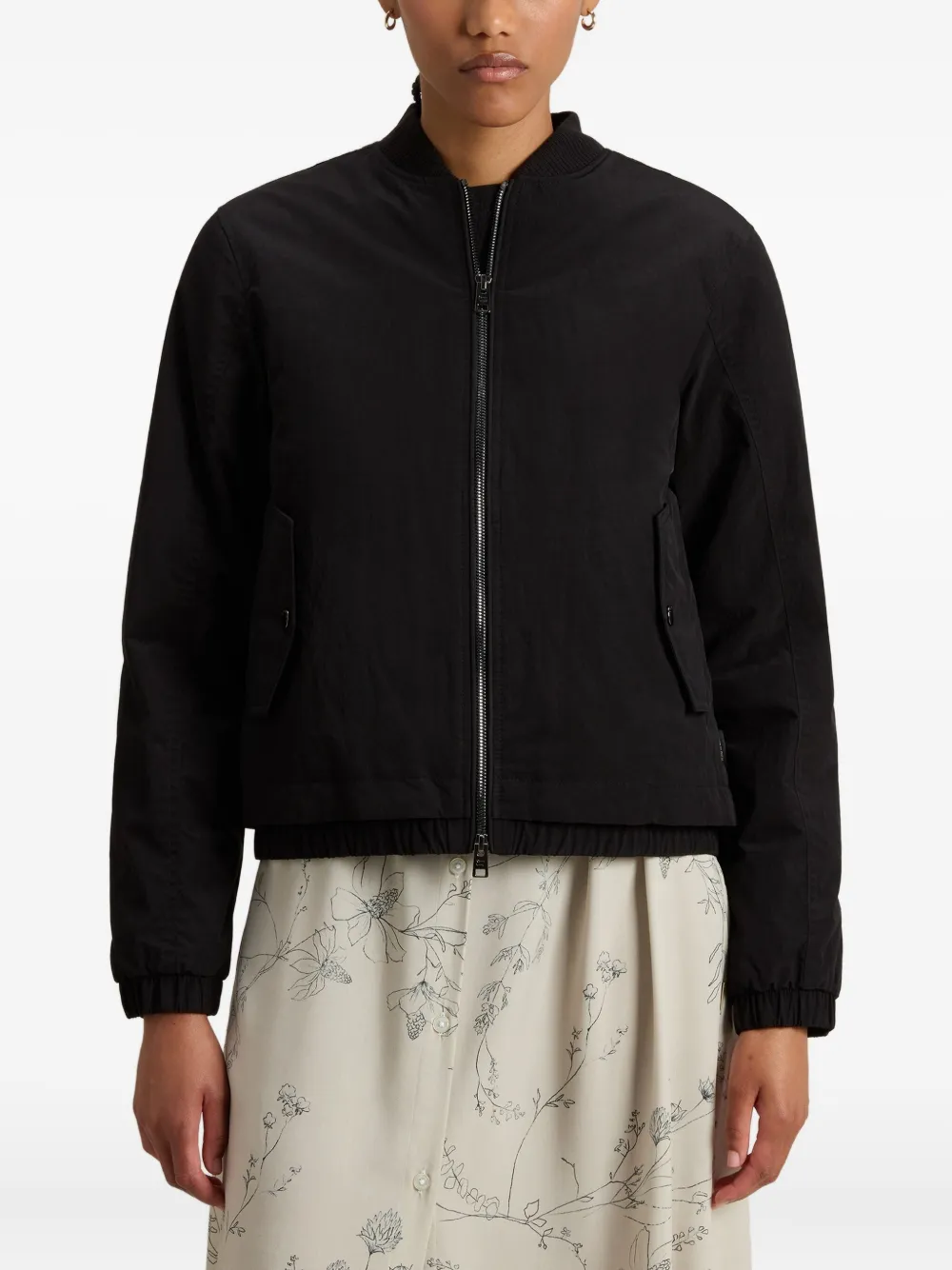 Woolrich Ribbed-cuff Bomber Jacket In Black