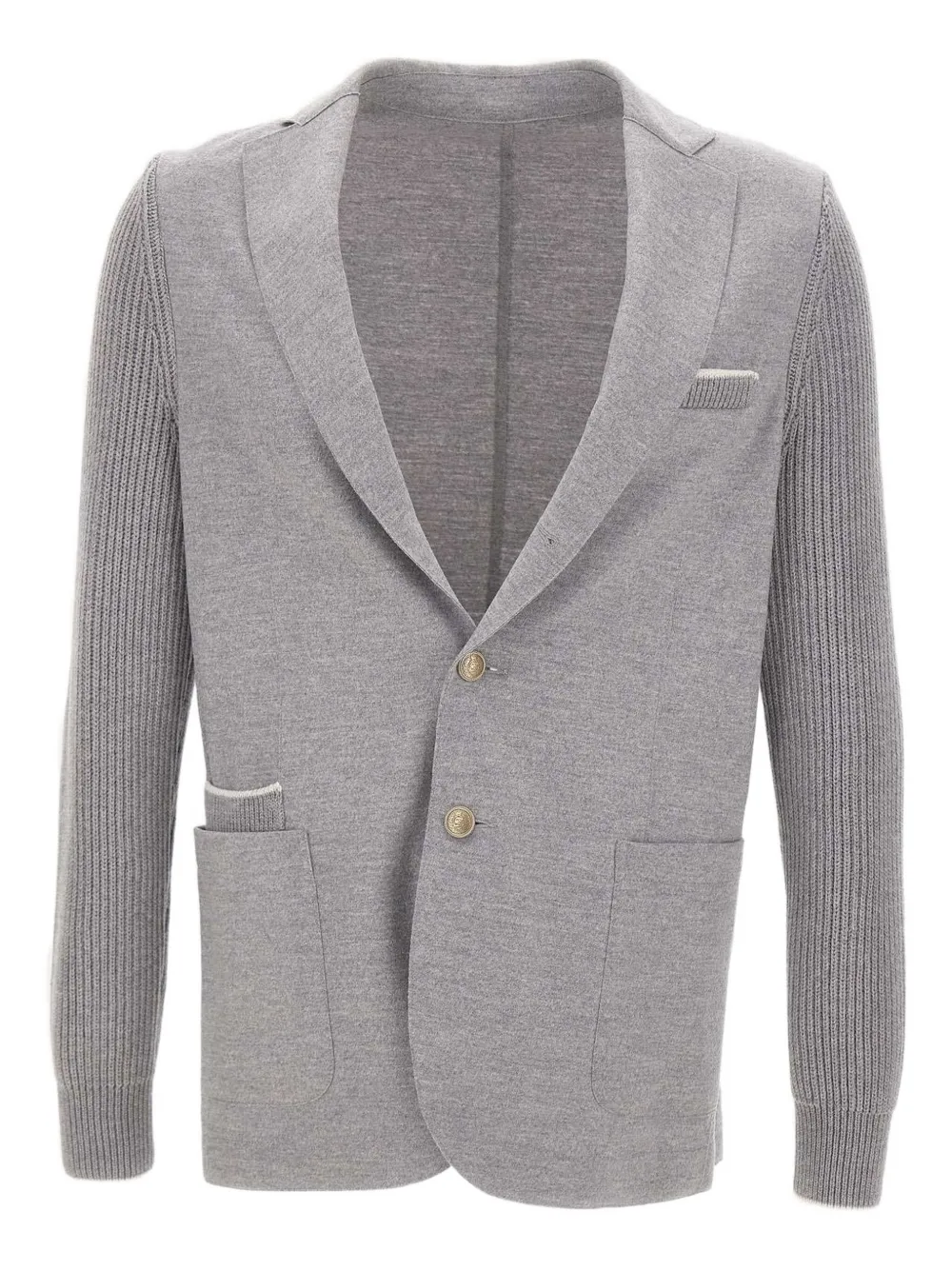 Eleventy ribbed-knit elbow-patch blazer Grijs
