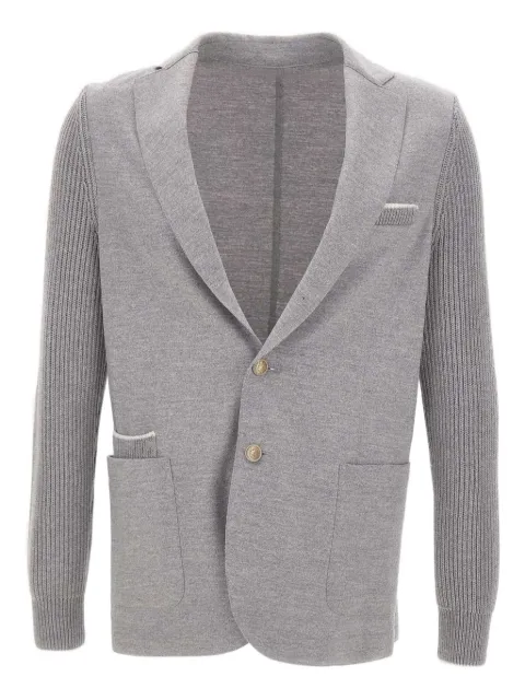 Eleventy ribbed-knit elbow-patch blazer