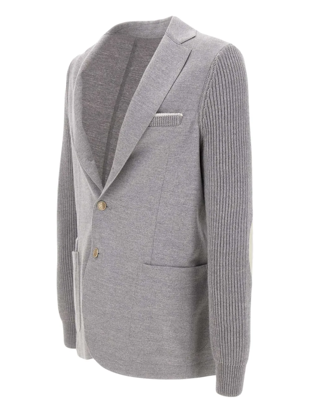 Eleventy ribbed-knit elbow-patch blazer Grijs