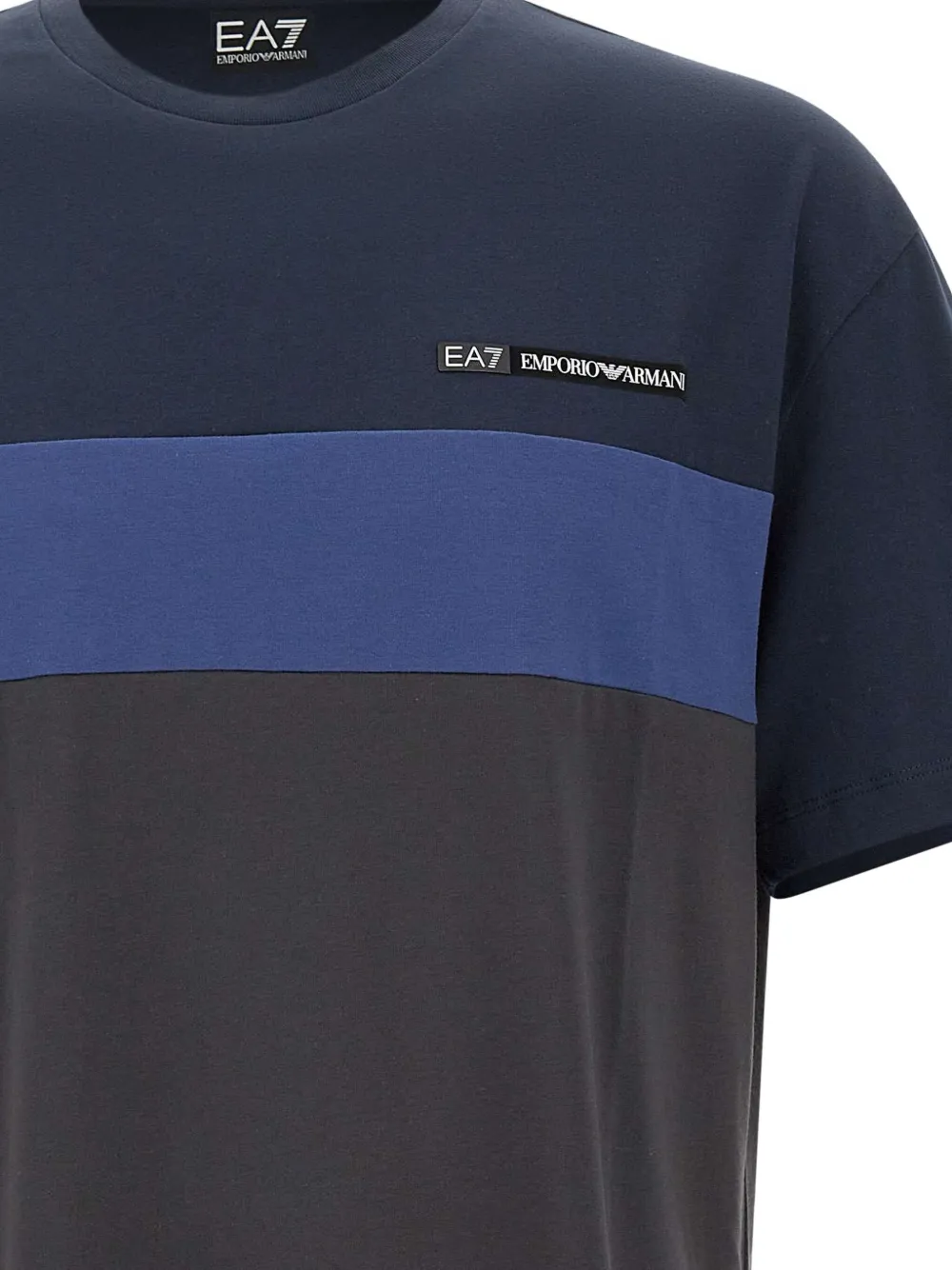 Ea7 Colour-block Short-sleeve T-shirt In Blue
