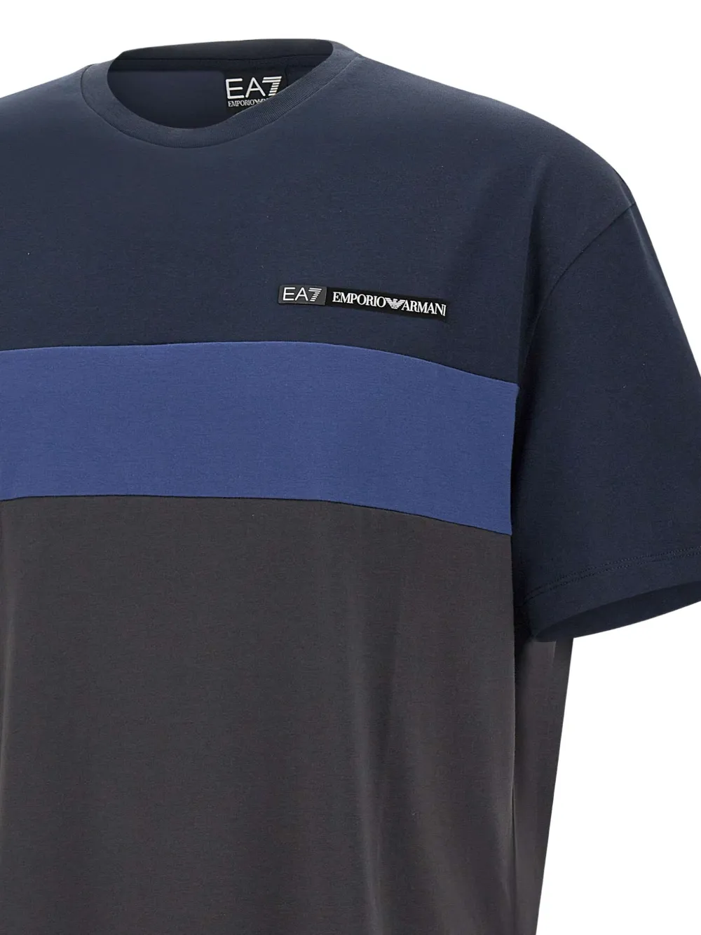Ea7 Colour-block Short-sleeve T-shirt In Blue