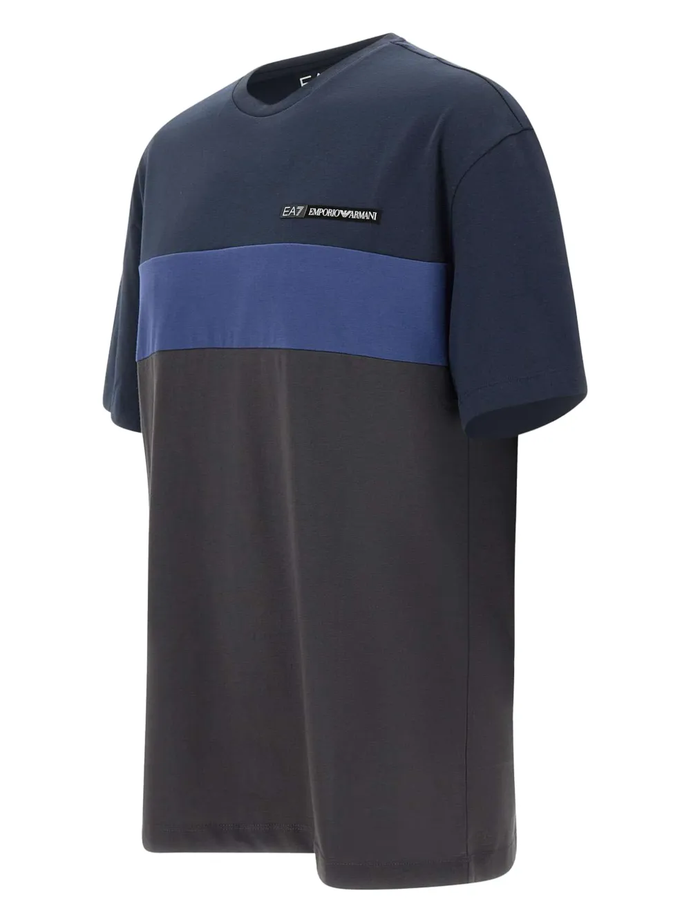 Ea7 Colour-block Short-sleeve T-shirt In Blue