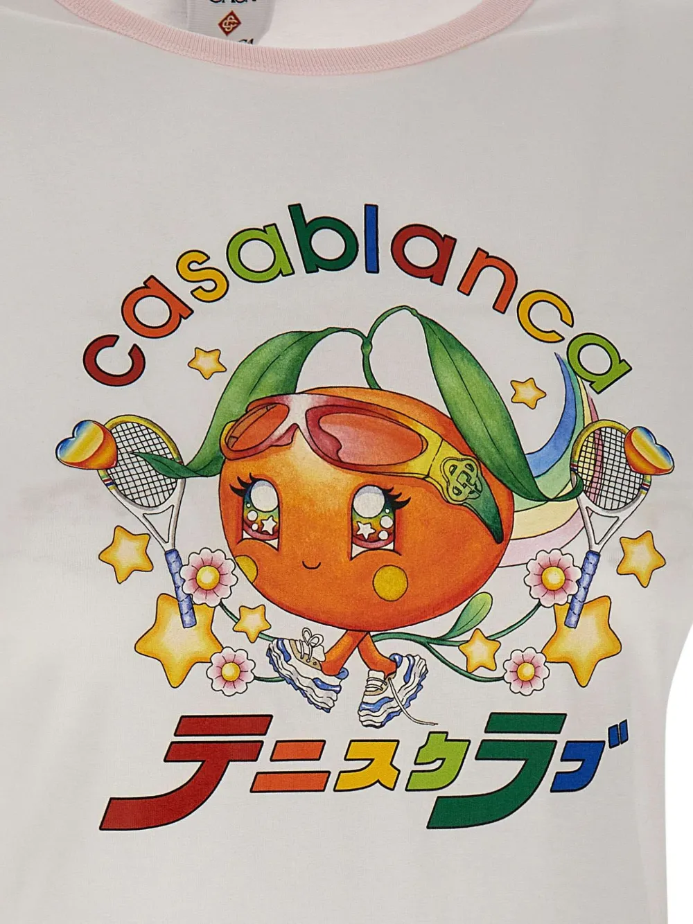 Casablanca printed ringer T-shirt Wit