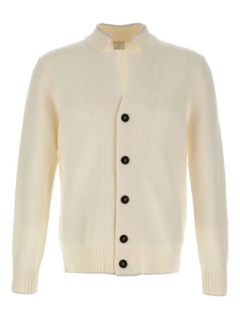 Eleventy stand-up collar striped-trim cardigan