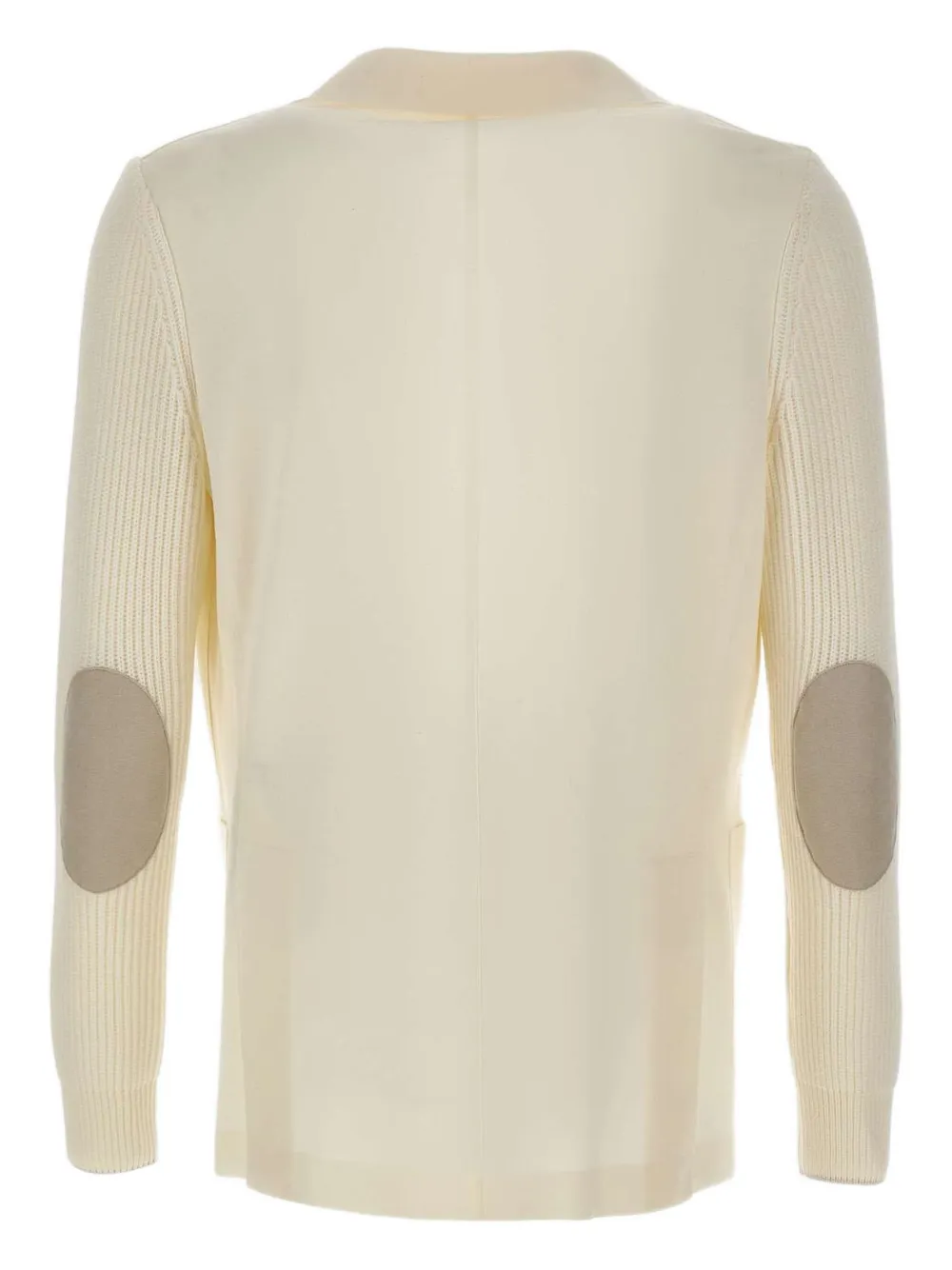 Eleventy ribbed-knit elbow-patch blazer Beige